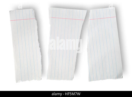 Torn sheet of paper from a school notebook isolated on white background Stock Photo