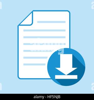 download file icon with blue background Stock Vector