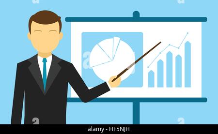 Man training presentation in front people Stock Vector