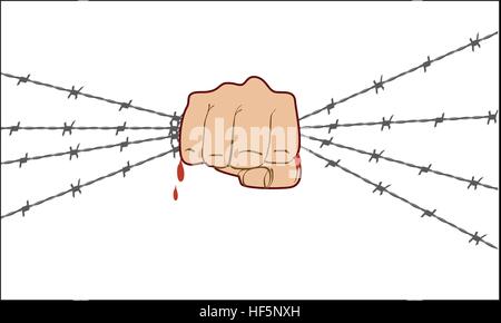 Hand holding barb wire vector illustration Stock Vector Image & Art - Alamy