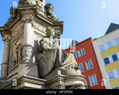 Jan von Werth – Fountain (inaugurated in 1884) at the Alter Markt in Cologne, Germany Stock Photo