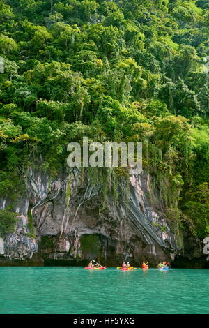 Kyaking at Ko Talabeng Island, Krabi Province, Thailand Stock Photo