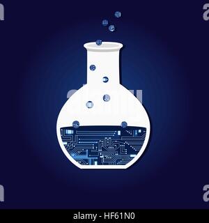 Chemical experiment with a technological electronics circuit. Stock Vector