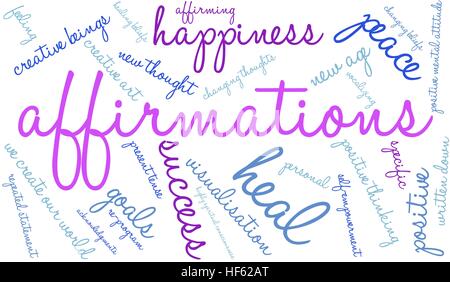 Affirmations word cloud on a white background. Stock Vector