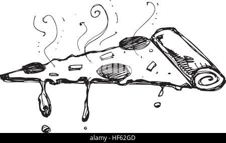 Hand drawn illustration or drawing of a slice of pizza Stock Vector