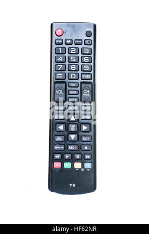 tv remote control isolated to be blurring on white background Stock Photo