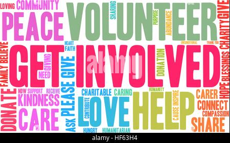 Get Involved word cloud on a white background. Stock Vector