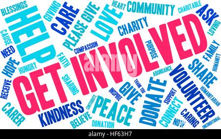 Get Involved word cloud on a white background. Stock Vector