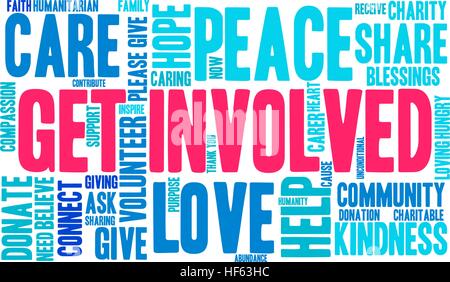 Get Involved word cloud on a white background. Stock Vector