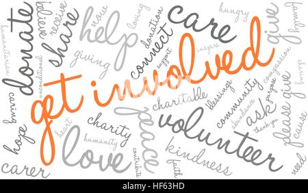 Get Involved word cloud on a white background. Stock Vector