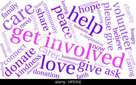 Get Involved word cloud on a white background. Stock Vector