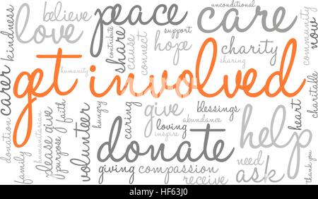 Get Involved word cloud on a white background. Stock Vector