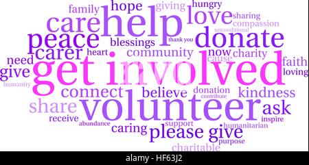 Get Involved word cloud on a white background. Stock Vector