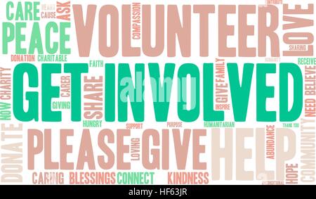 Get Involved word cloud on a white background. Stock Vector