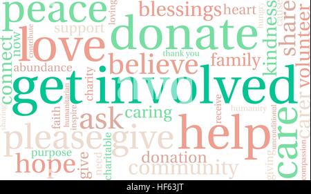 Get Involved word cloud on a white background. Stock Vector