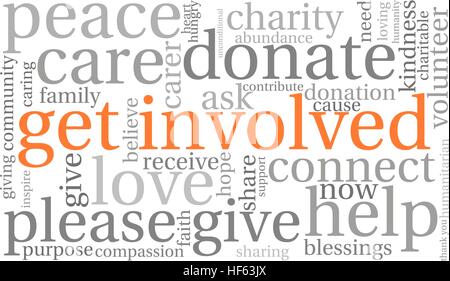 Get Involved word cloud on a white background. Stock Vector