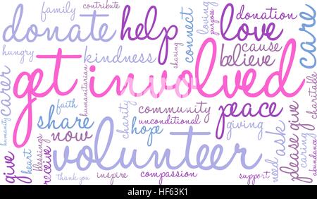 Get Involved word cloud on a white background. Stock Vector