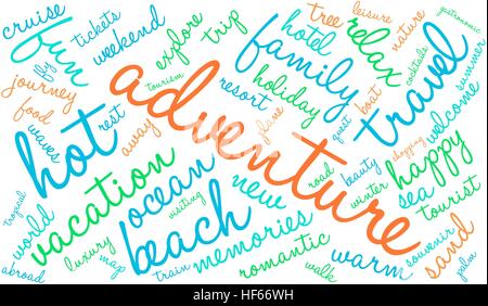 Adventure word cloud on a white background. Stock Vector