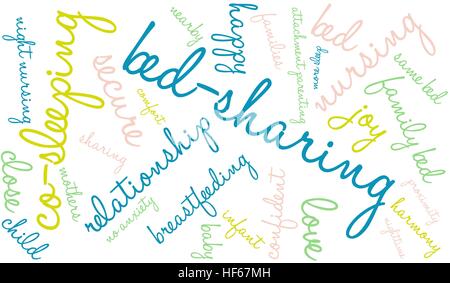Bed-Sharing word cloud on a white background. Stock Vector