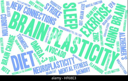 Brain Plasticity word cloud on a white background. Stock Vector