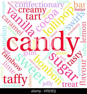 Candy word cloud on a white background. Stock Vector