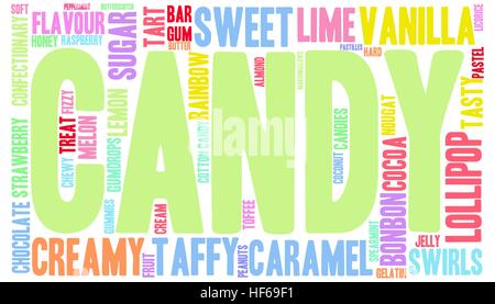 Candy word cloud on a white background. Stock Vector