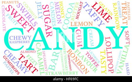 Candy word cloud on a white background. Stock Vector