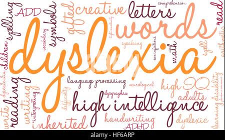 Dyslexia word cloud on a white background. Stock Vector