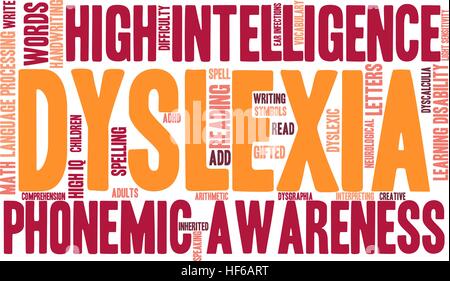 Dyslexia word cloud on a white background. Stock Vector
