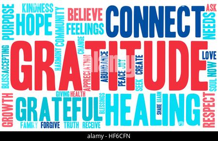 Gratitude word cloud on a white background. Stock Vector