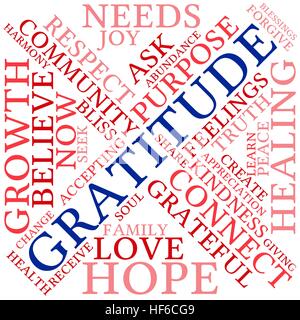 Gratitude word cloud on a white background. Stock Vector
