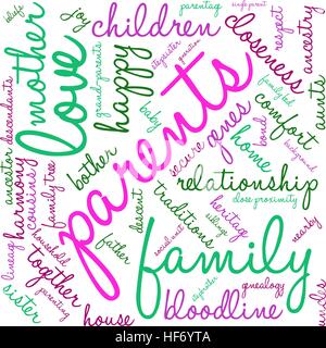 Parents word cloud on a white background. Stock Vector