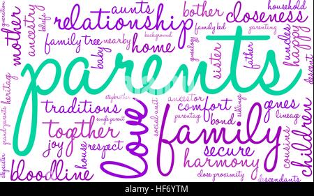 Parents word cloud on a white background. Stock Vector