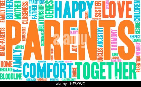 Parents word cloud on a white background. Stock Vector