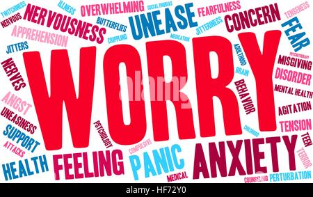 Worry word cloud on a white background. Stock Vector