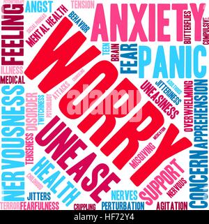 Worry word cloud on a white background. Stock Vector