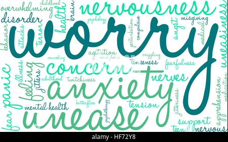 Worry word cloud on a white background. Stock Vector