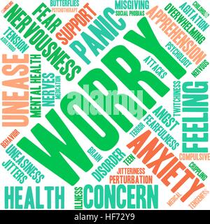 Worry word cloud on a white background. Stock Vector