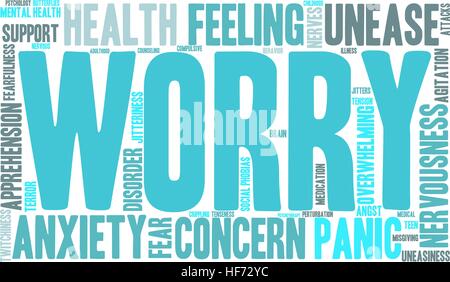 Worry word cloud on a white background. Stock Vector