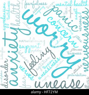 Worry word cloud on a white background. Stock Vector