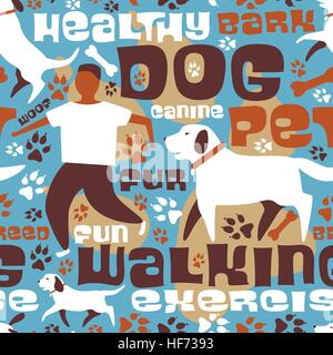 Vector seamless tile of a dog walking theme Stock Vector