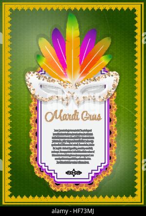 Gold frame Mardi Gras background EPS 10 vector stock illustration Stock Vector