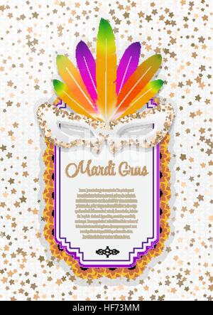 Gold frame Mardi Gras background EPS 10 vector stock illustration Stock Vector