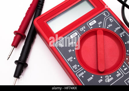 Red digital multimeter Stock Photo