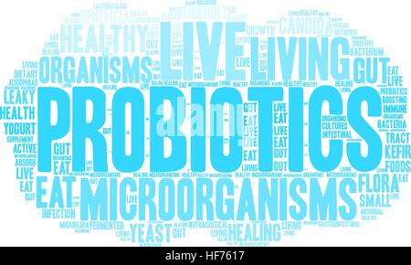 Probiotics word cloud on a white background. Stock Vector