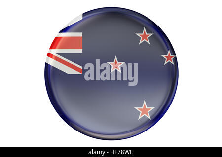 Badge with flag of New Zealand, 3D rendering  isolated on white background Stock Photo