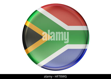 Badge with flag of South Africa, 3D rendering  isolated on white background Stock Photo