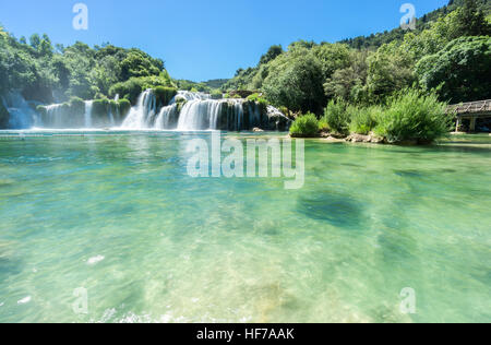 Low View of Skradinski Buk Waterfall Stock Photo