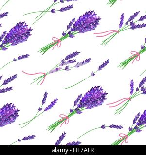 Seamless pattern with hand drawn floral elements- fragrant lavender. Vector illustration. Stock Vector