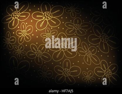 Illustration of Beautiful Brown Vintage Texture Wallpaper Background with Flower Pattern for Add Content or Picture. Stock Vector